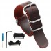 24mm Crazy Horse Oiled Leather One-Piece Military Watch Strap Metal Adapters for GGB100 Casio GShock GG-B100